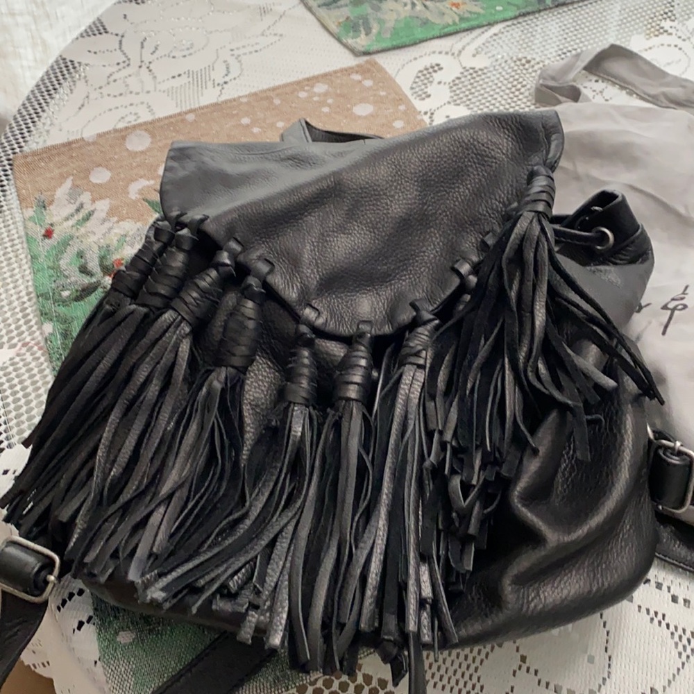 Day and Mood black leather backpack